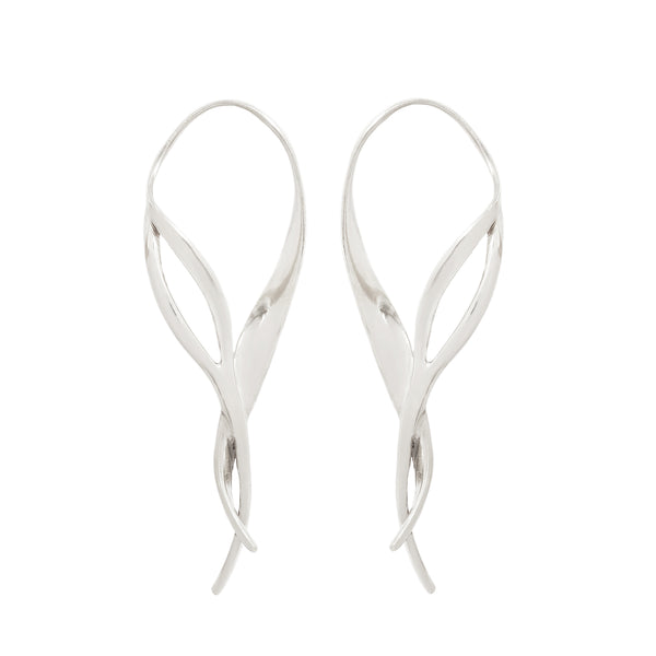 Unfurl Flare Silver Ribbon Statement Earrings