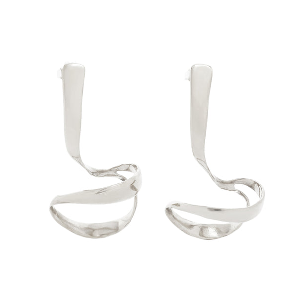 Unfurl Gleam Silver Handmade Silver Earrings