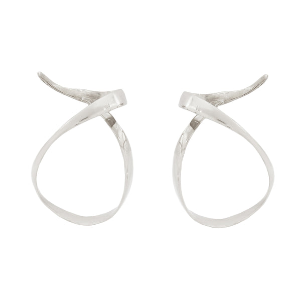 Unfurl Glow Silver Handmade Statement Hoops