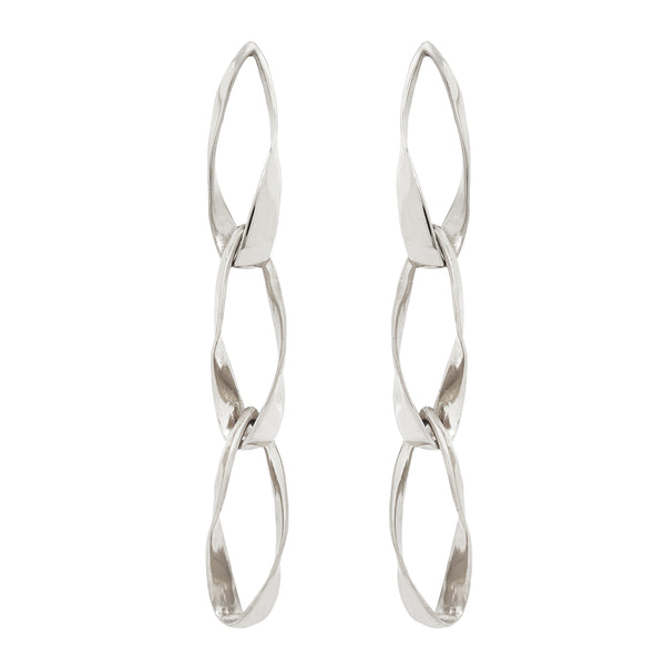 Unfurl Sway Handmade Silver Chain Earrings